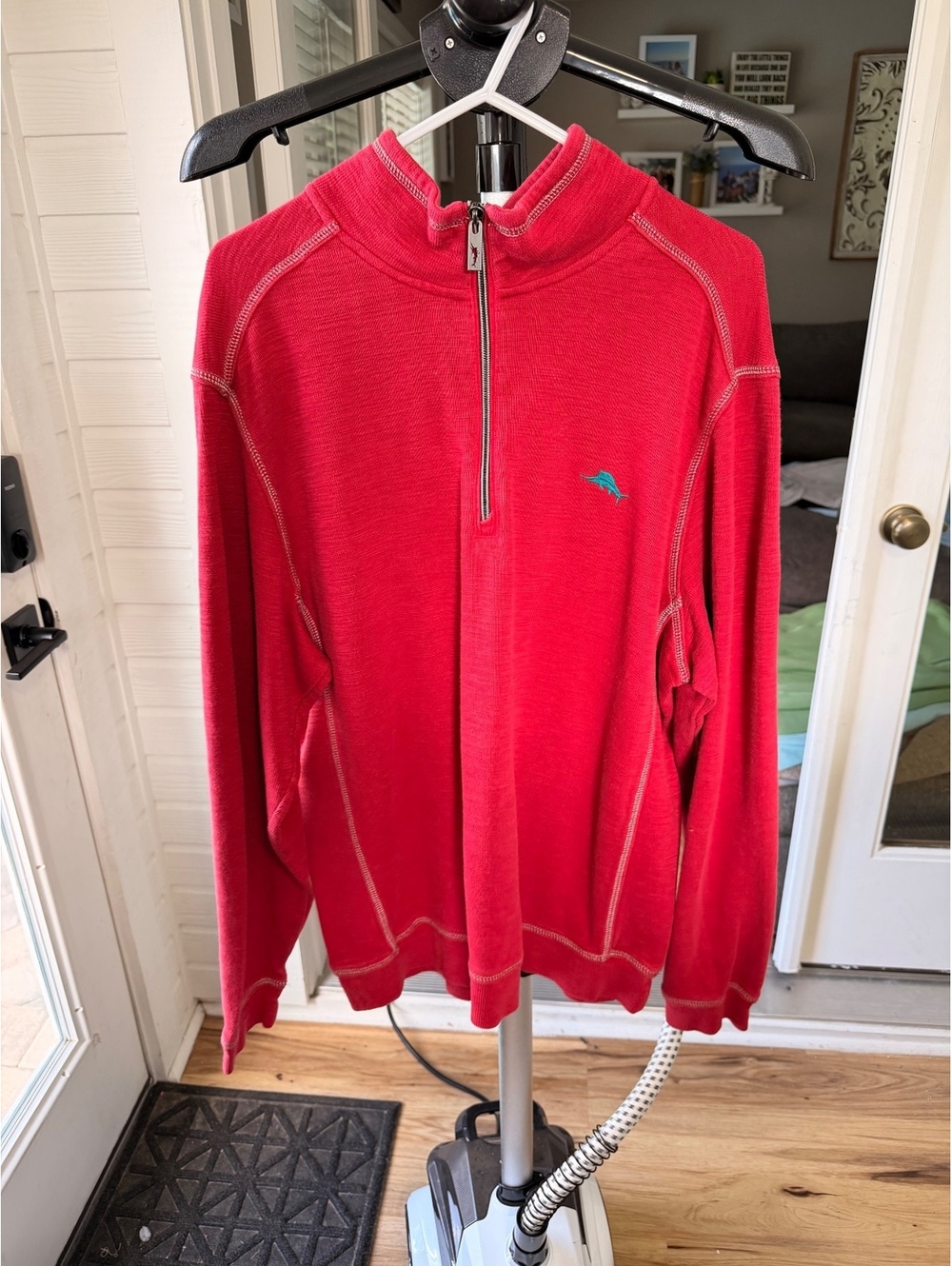 Tommy Bahama red quarter-zip pullover